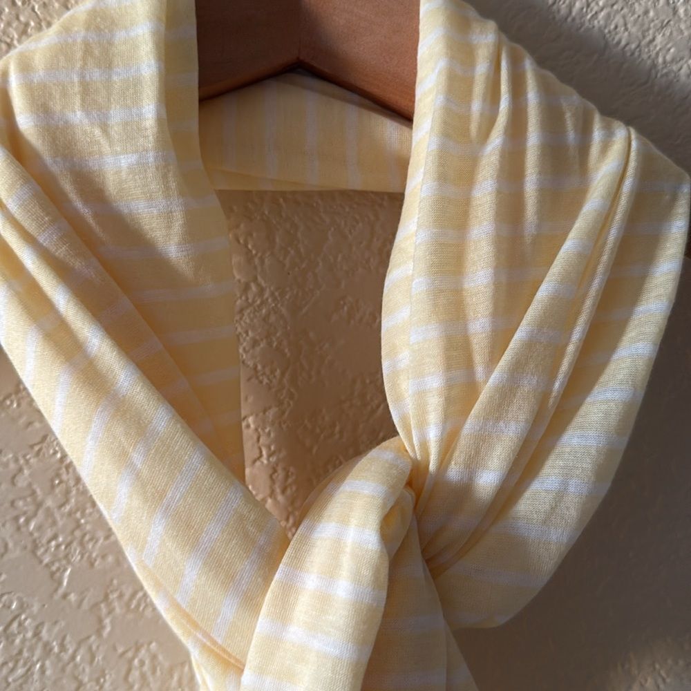 NWT Jenni Light Yellow Striped Wrap Scarf one size wear in multiple ways - Picture 8 of 11
